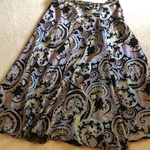 The Maxi is back!  Coldwater creek maxi skirt, black, gray, silver, rose, blue M